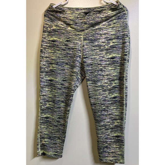Zelos Women's Size 1X Capri Leggings Pants with Waist Pocket Green Strip… - Picture 1 of 10
